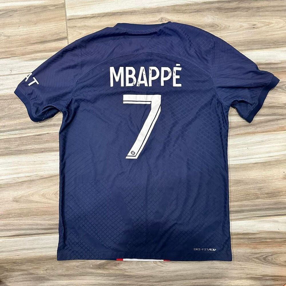Nike PSG 2022 #7 Kylian Mbappe soccer jeresy Men's Navy and Blue T-shirt - Picture 2 of 5